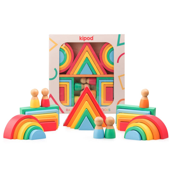 Rainbow Blocks Wooden Playset