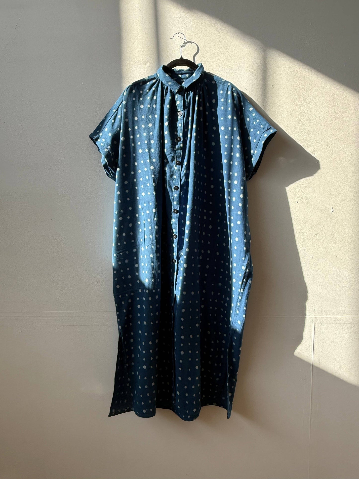Block Printed Dress | Elise Indigo Dots