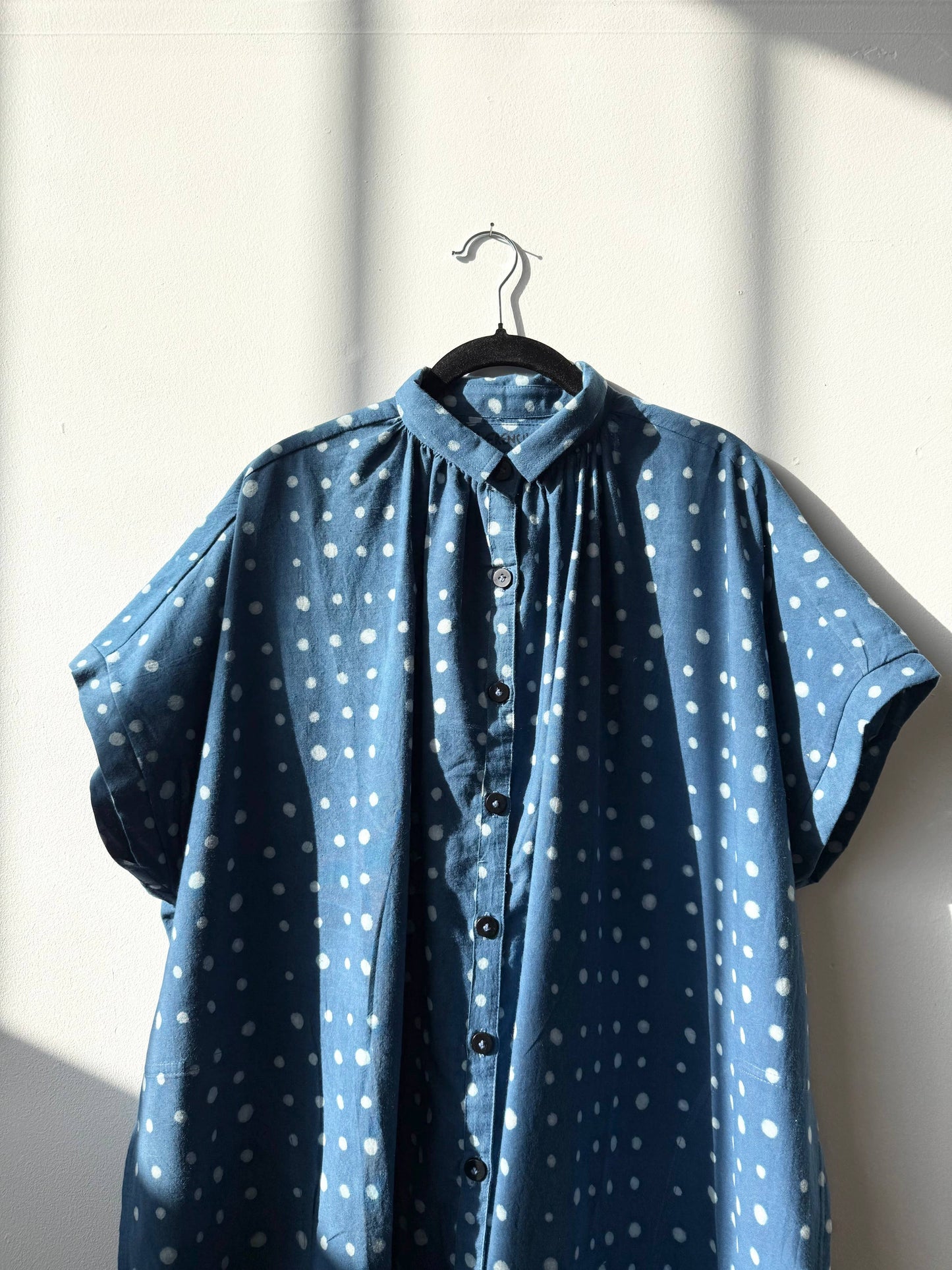 Block Printed Dress | Elise Indigo Dots