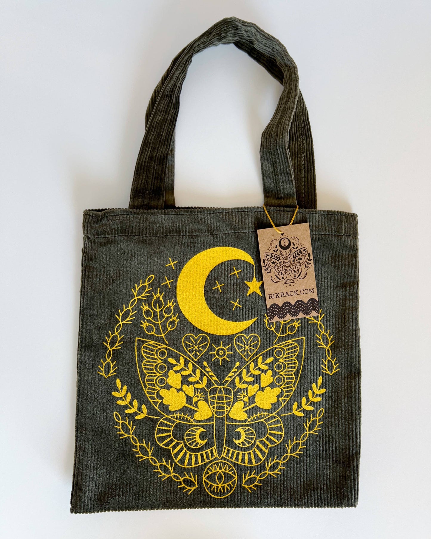 Embroidered Corduroy Tote Bag