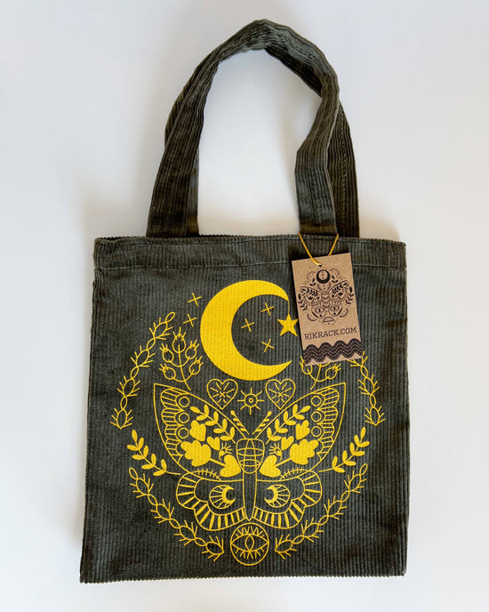 Embroidered Corduroy Tote Bag