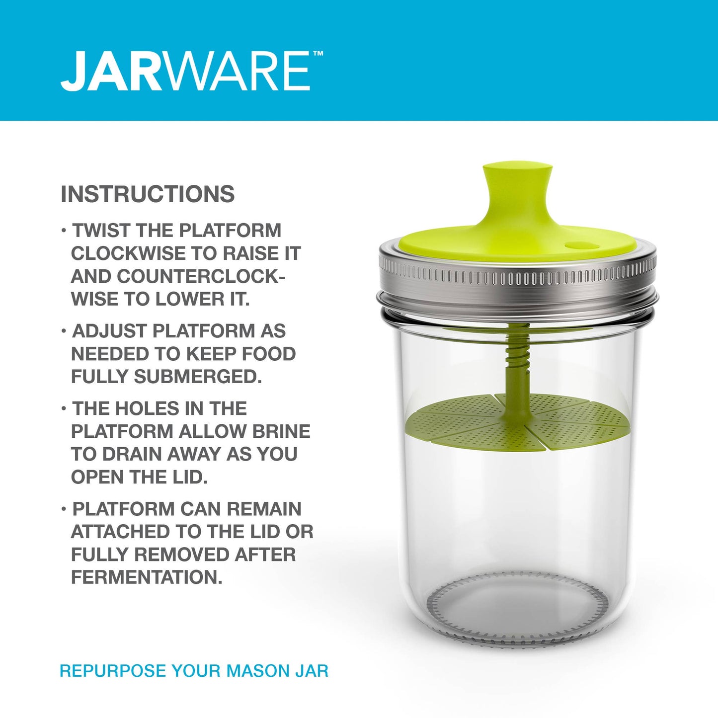 Jarware Nylon Fermentation Lid | Wide Mouth