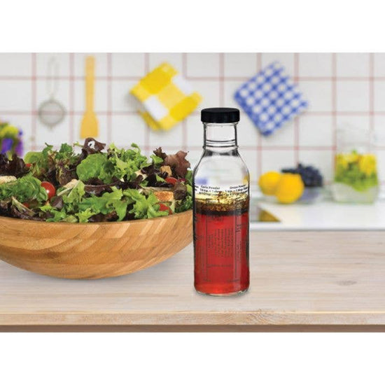 Salad Dressing Mixer with 8 Recipes Printed on Bottle