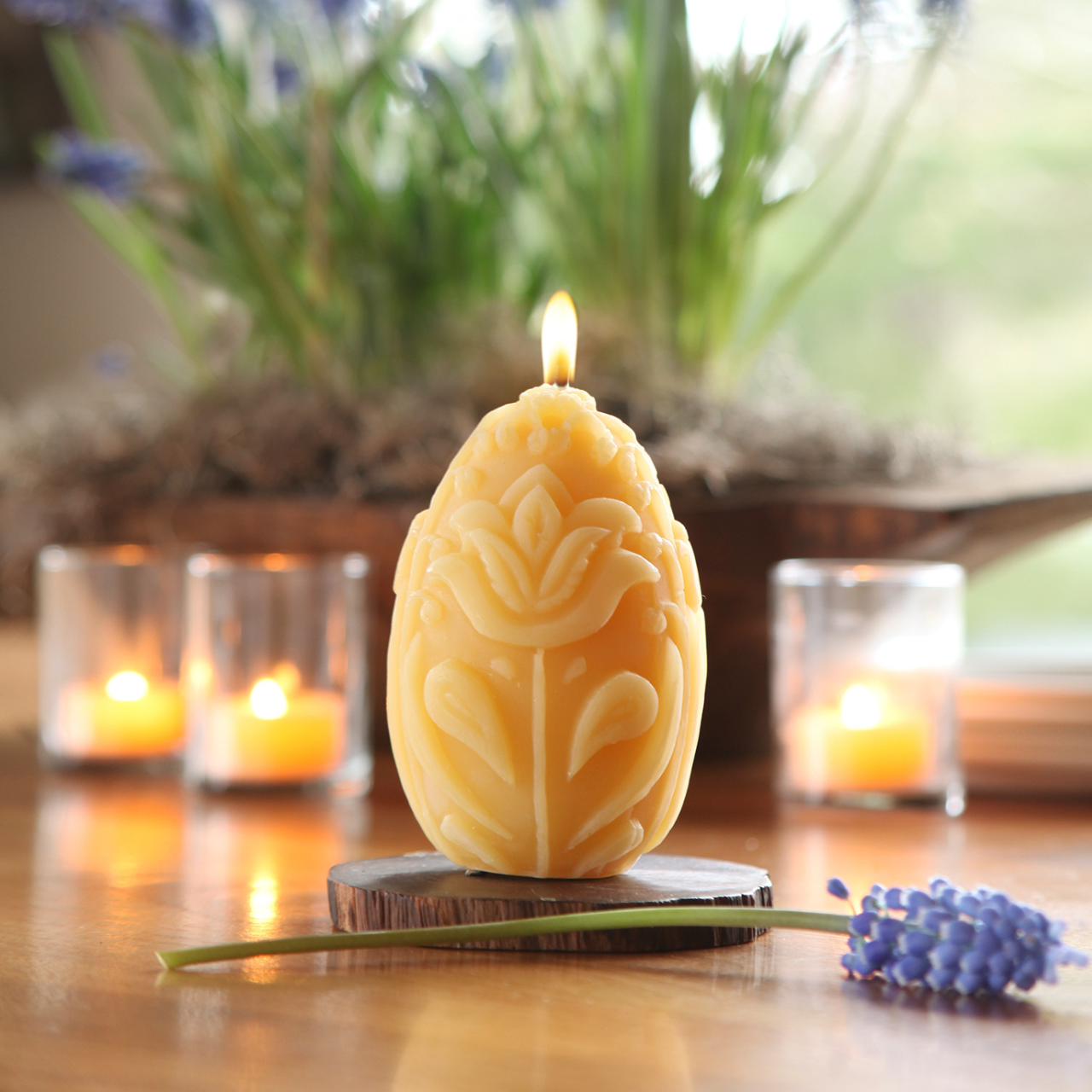 Beeswax Floral Egg Candle