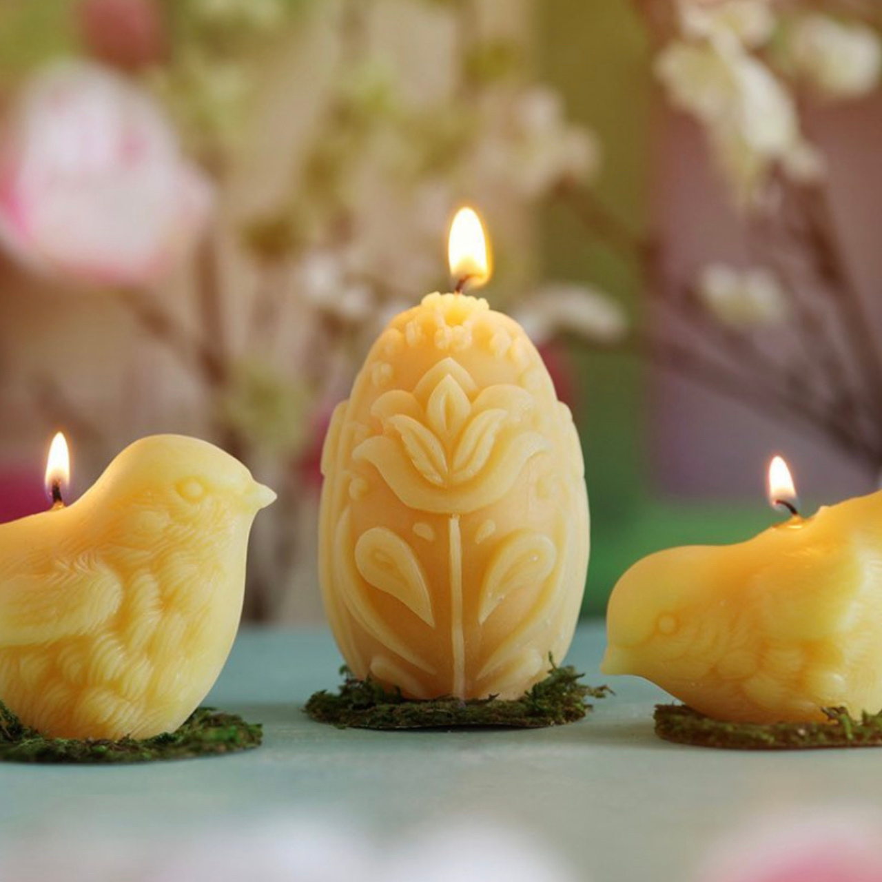 Beeswax Floral Egg Candle