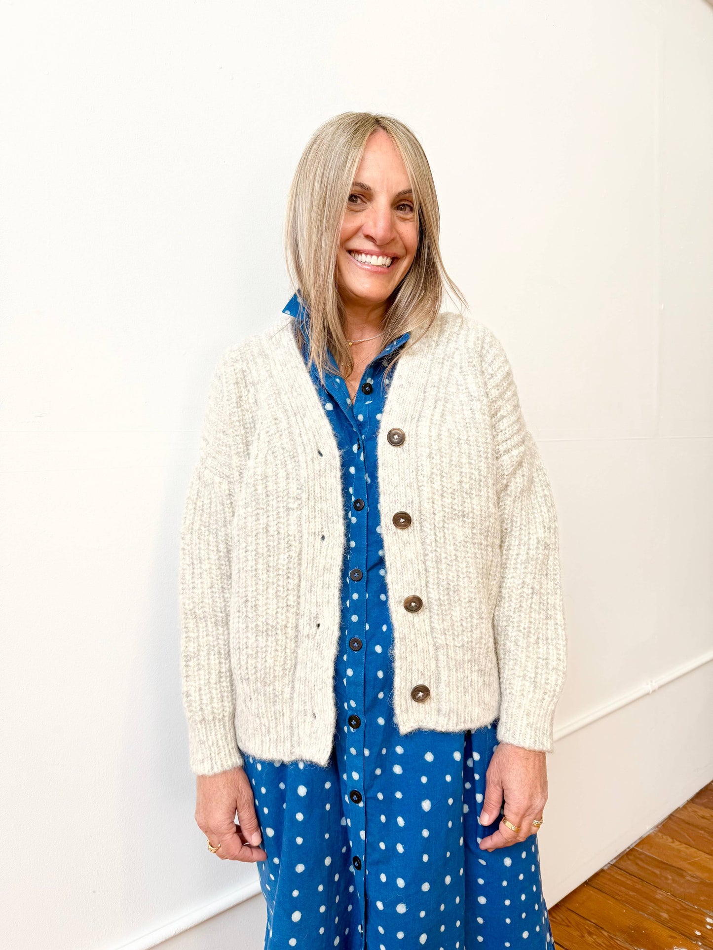 Block Printed Dress | Elise Indigo Dots
