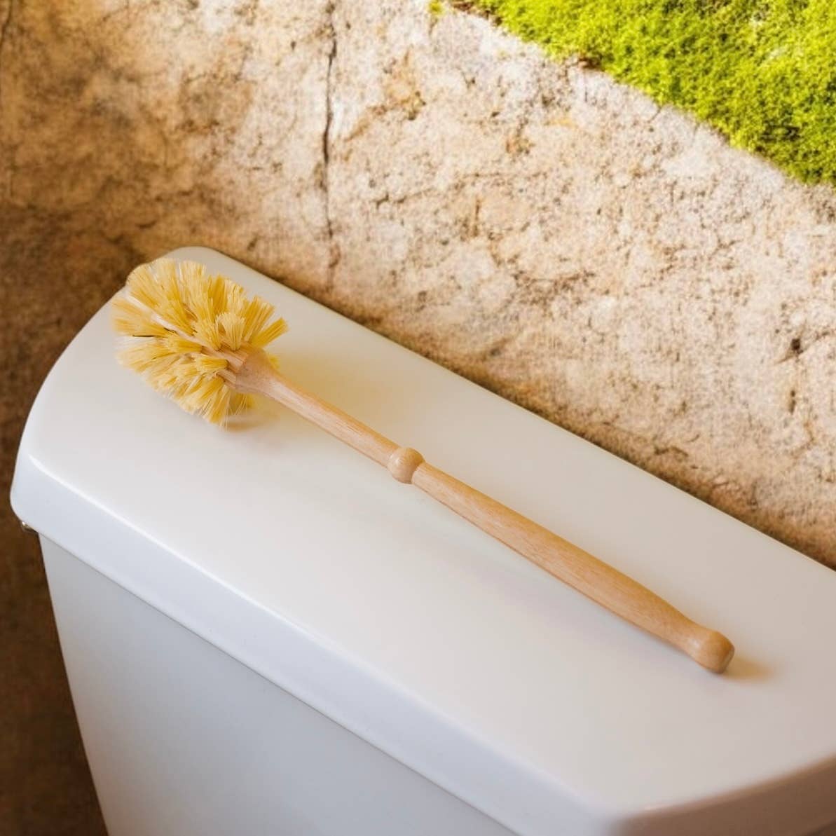 Bamboo Toilet Bowl Cleaner Brush + Stand