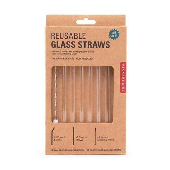 Clear Reusable Glass Straws Pack of 6