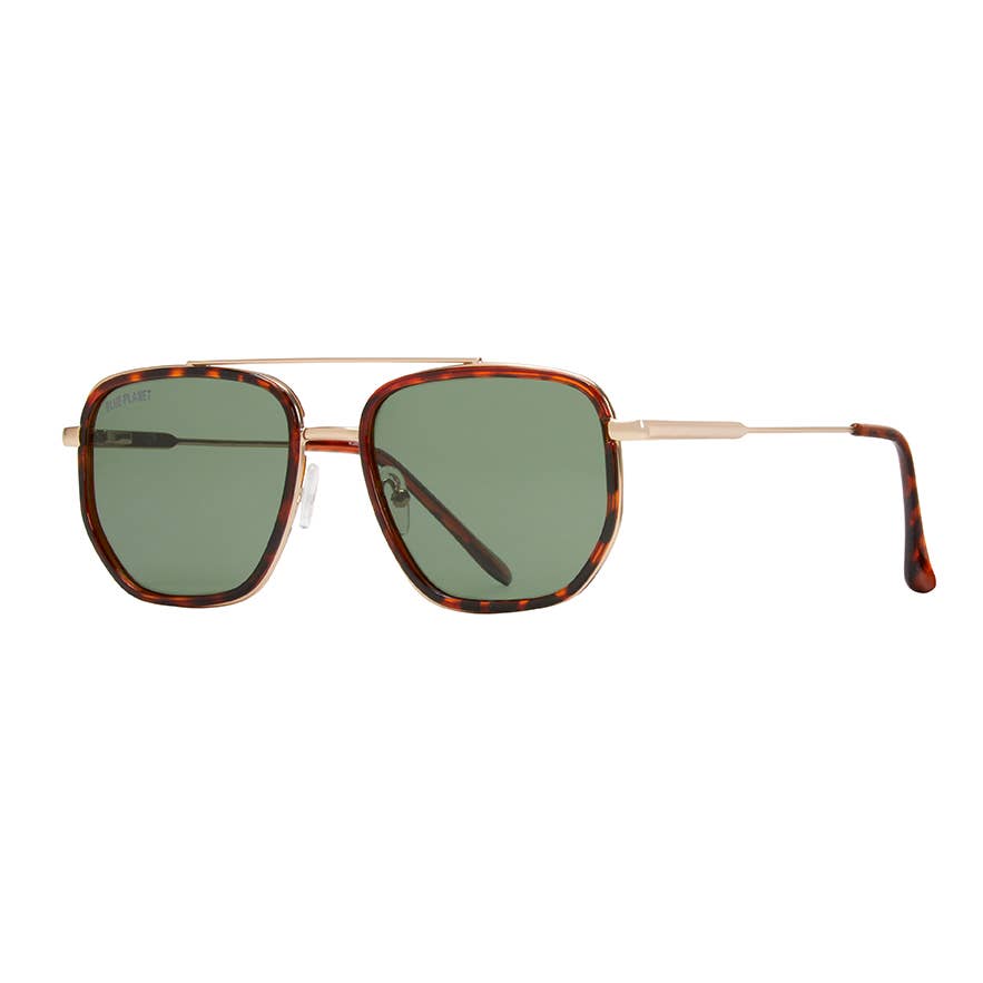 Flynn Polarized Sunglasses | Brown Tortoise / Matte Gold / Grey Green Polarized Lens
