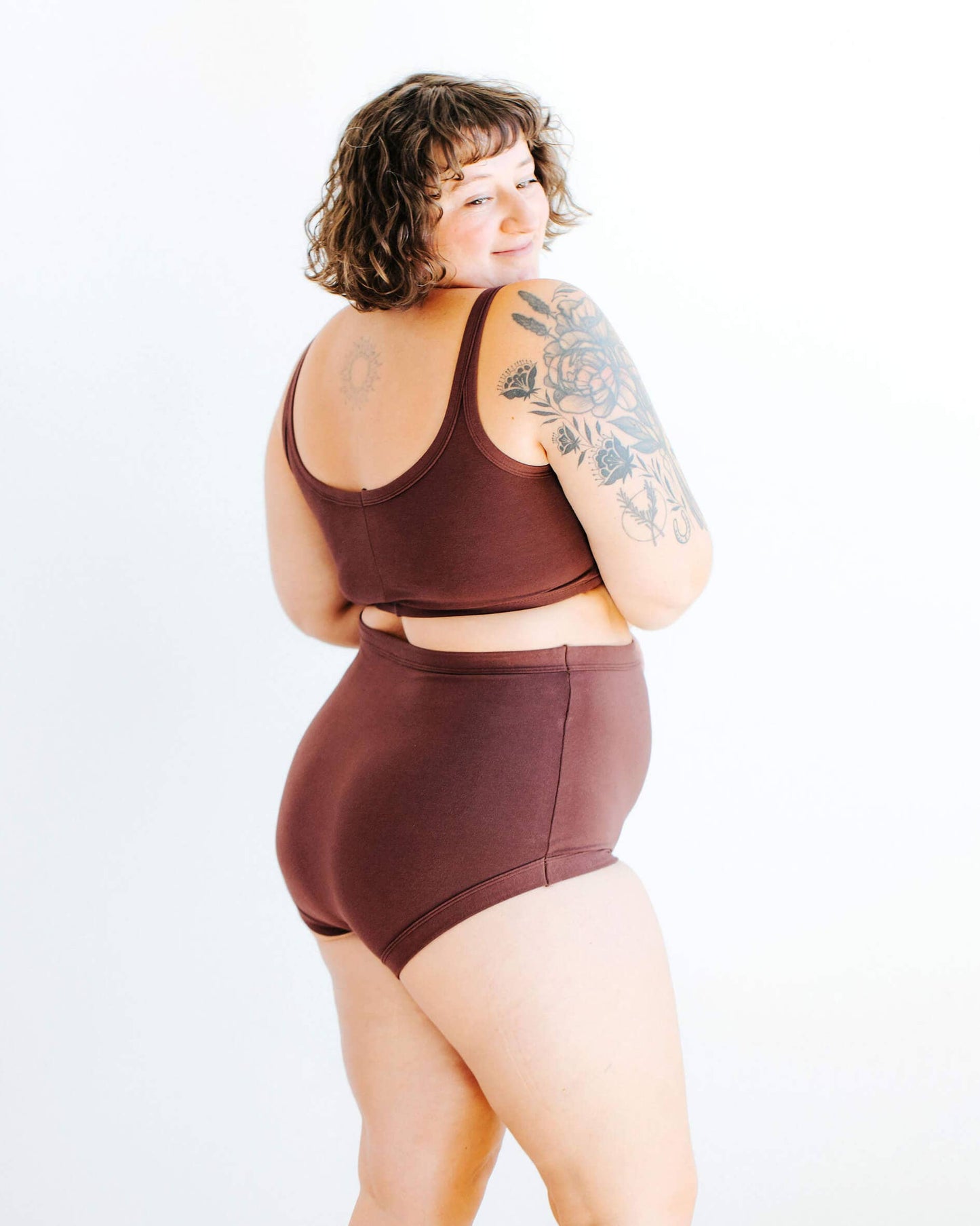 Organic Longline Bra | Chestnut
