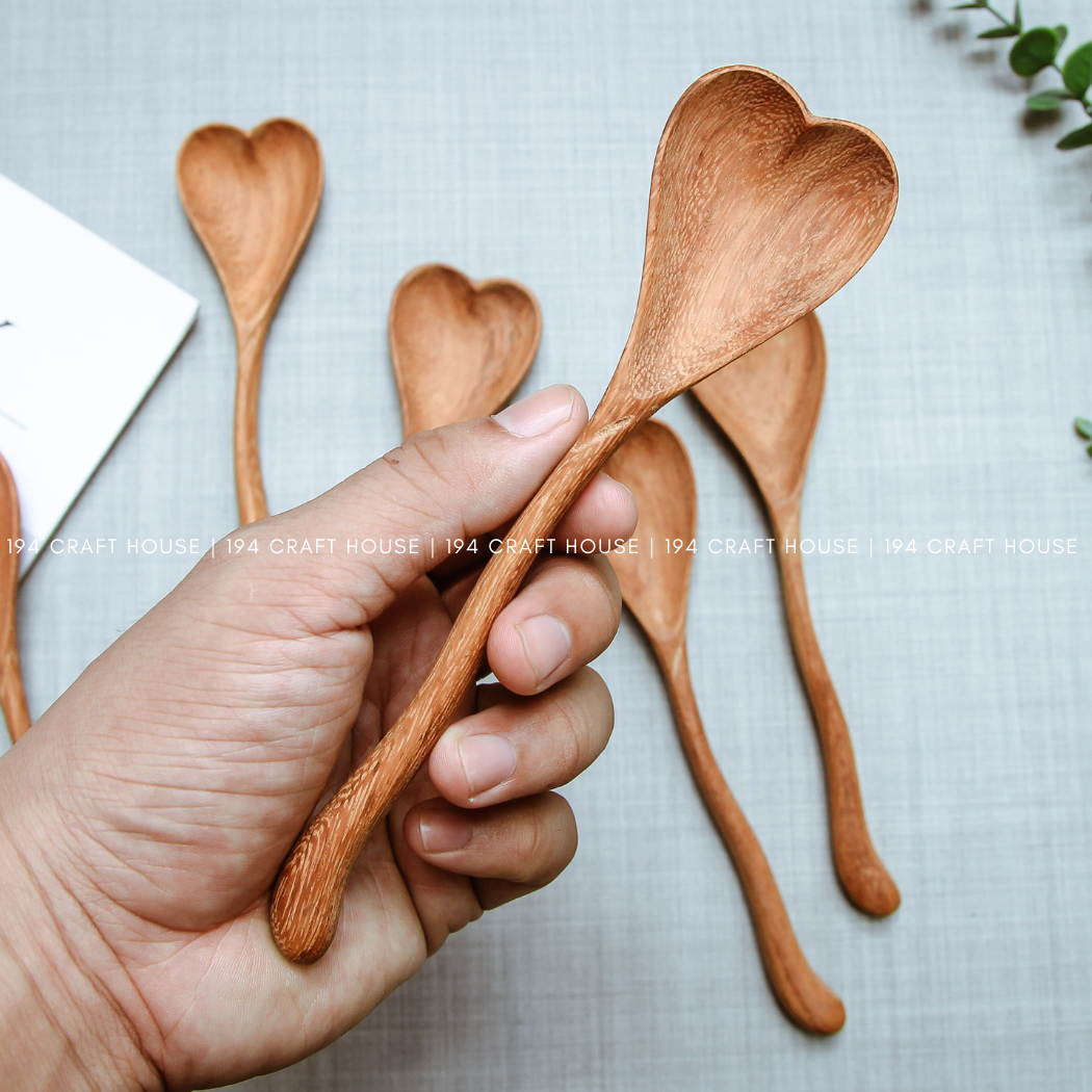 194 Craft House - Hand Carved Wiggly Heart Wooden Spoon