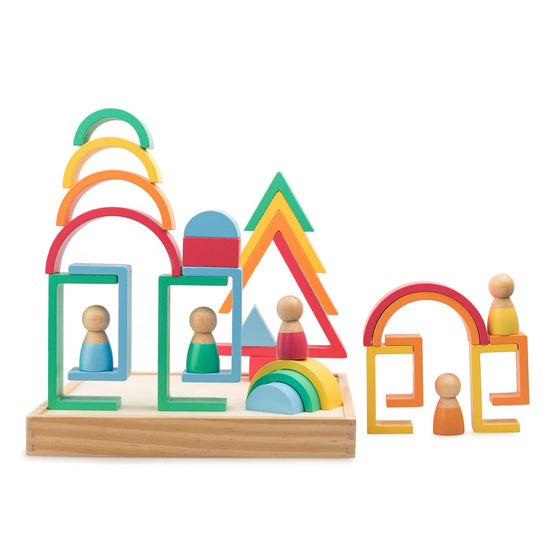 Rainbow Blocks Wooden Playset