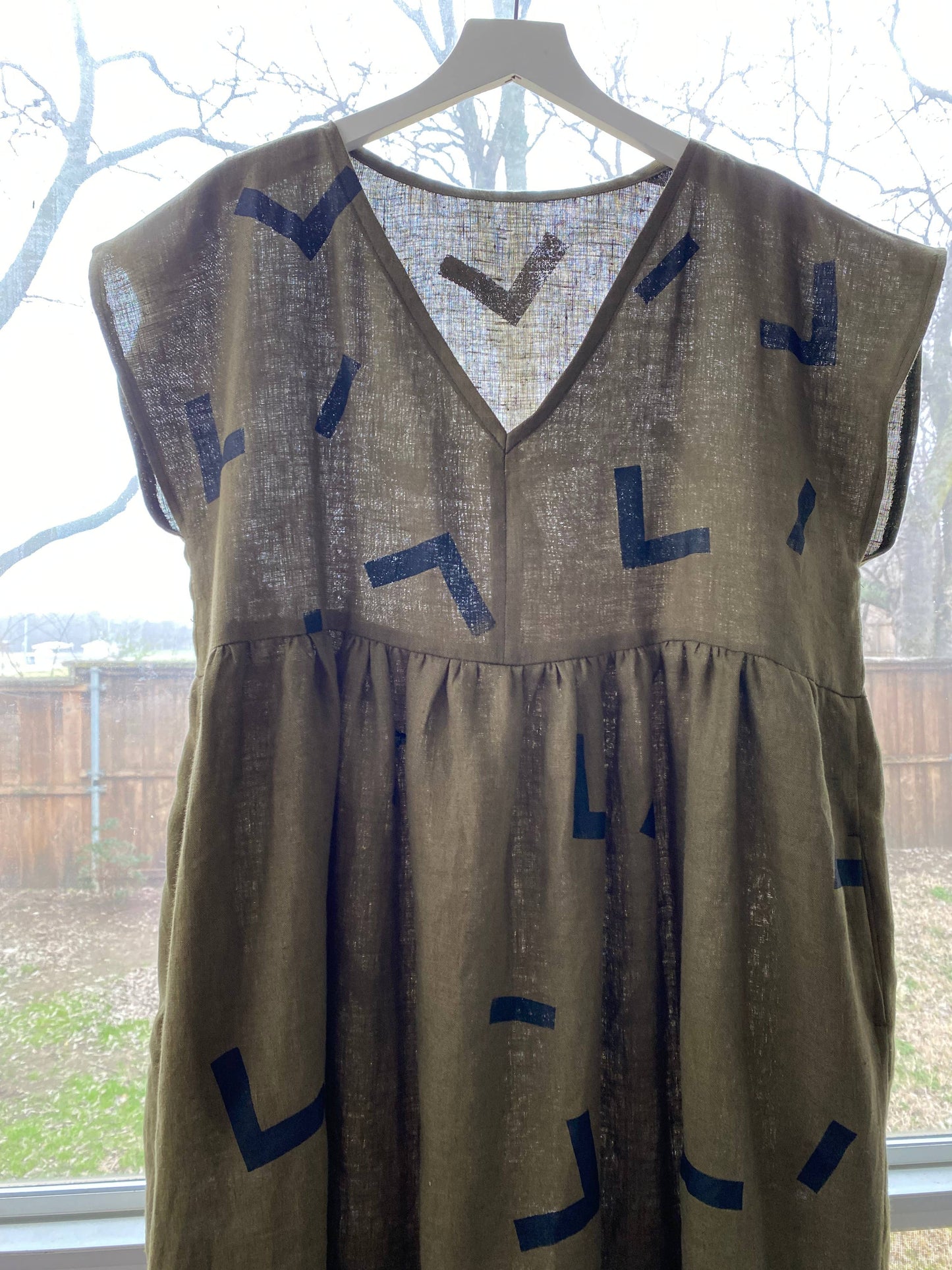 Olive Linen Dress