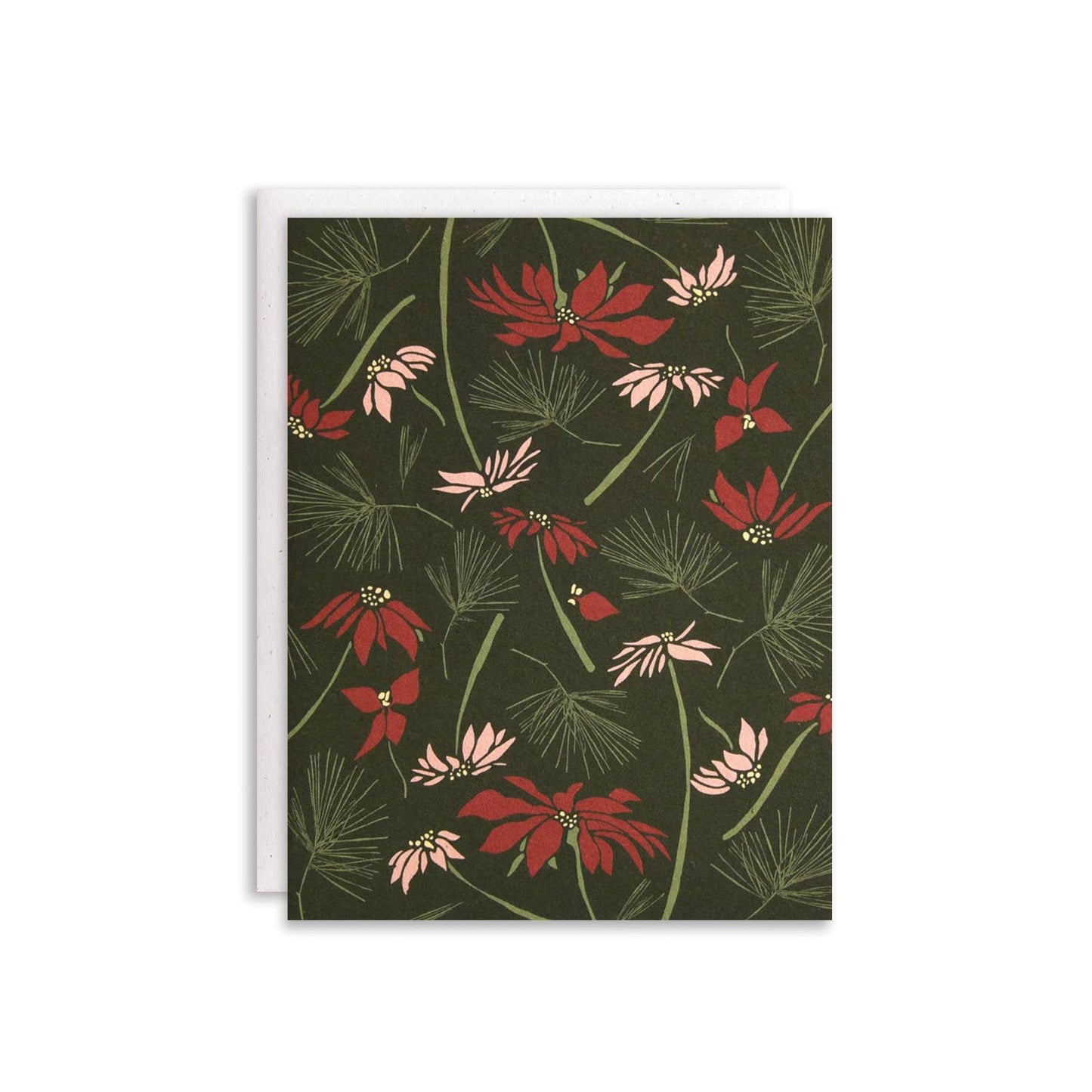 Poinsettia + Pine Cards / Boxed Set of 8