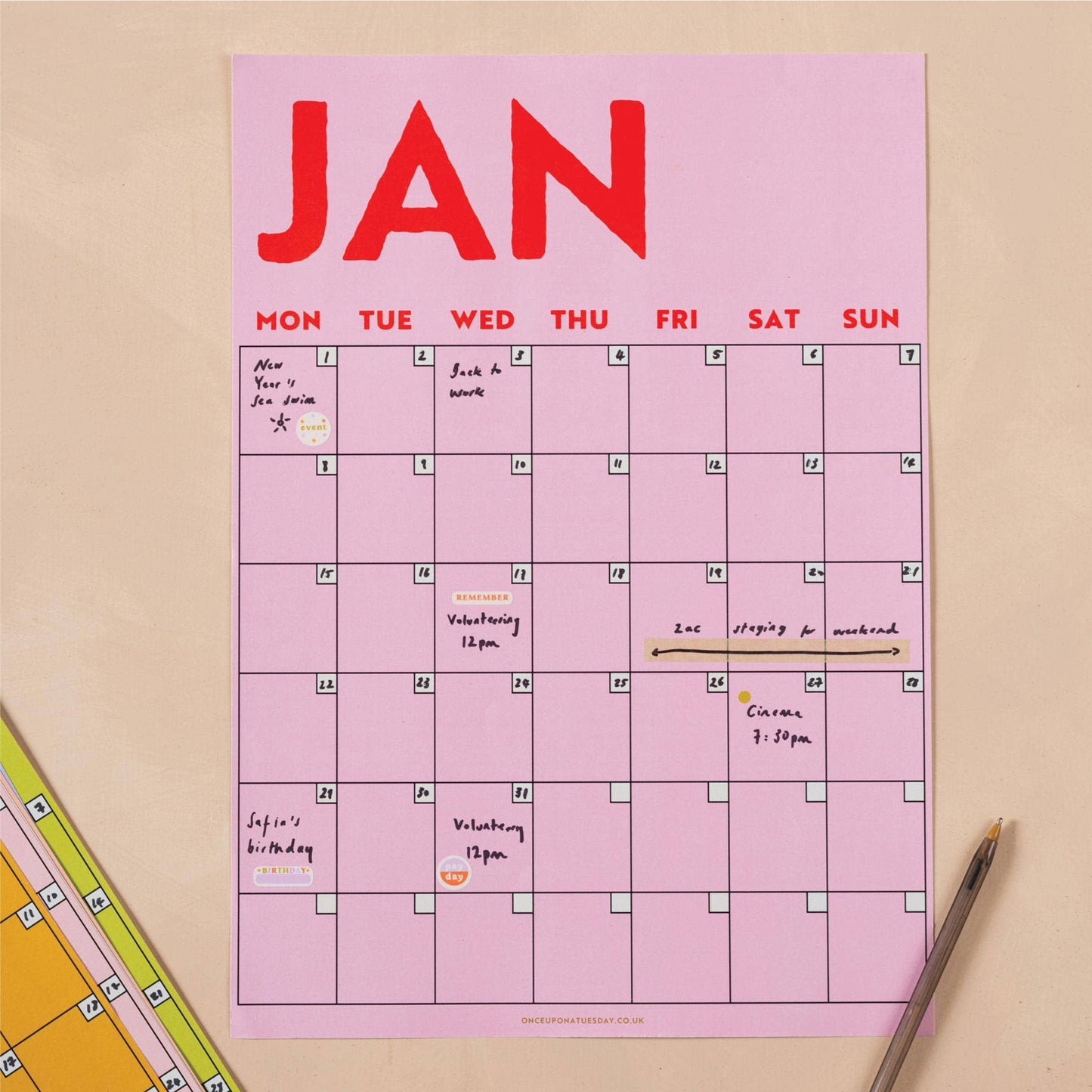 Good Tuesday - Monthly Undated Wall Planner: Bright