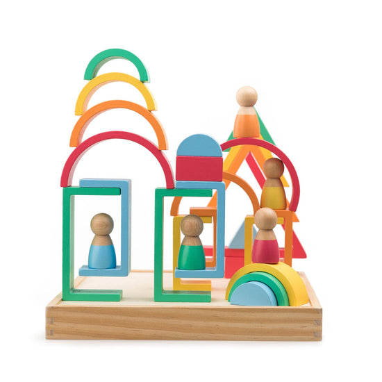 Rainbow Blocks Wooden Playset