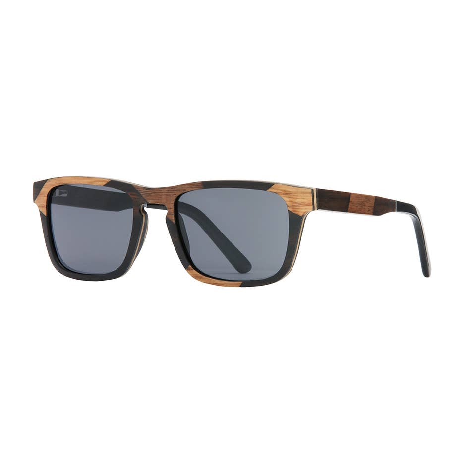 Origins Polarized Sunglasses | Ebony/Walnut/Acetate Tips/Smoke Polarized Lens