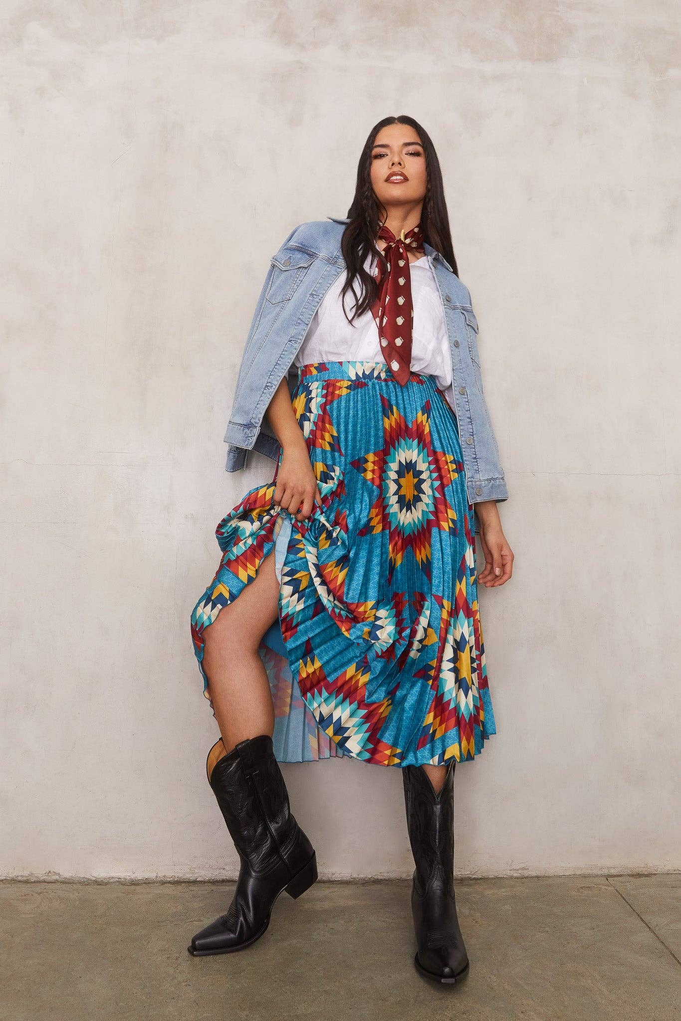 Pleated Midi Skirt XL