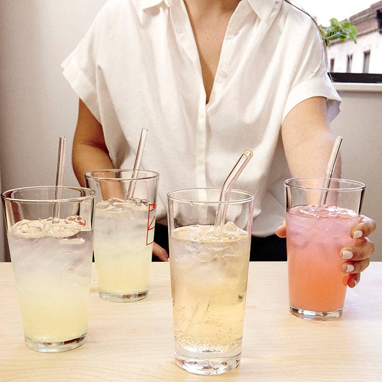 Clear Reusable Glass Straws Pack of 6