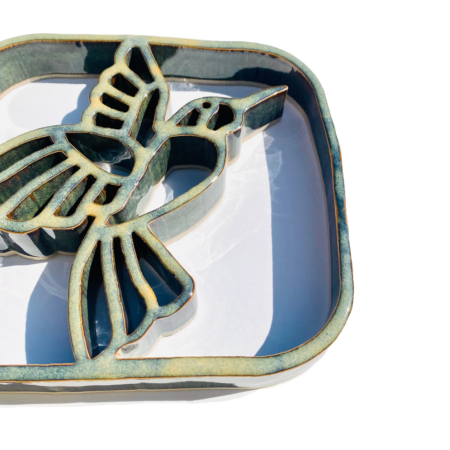 Jade Hummingbird Stoneware Trivet