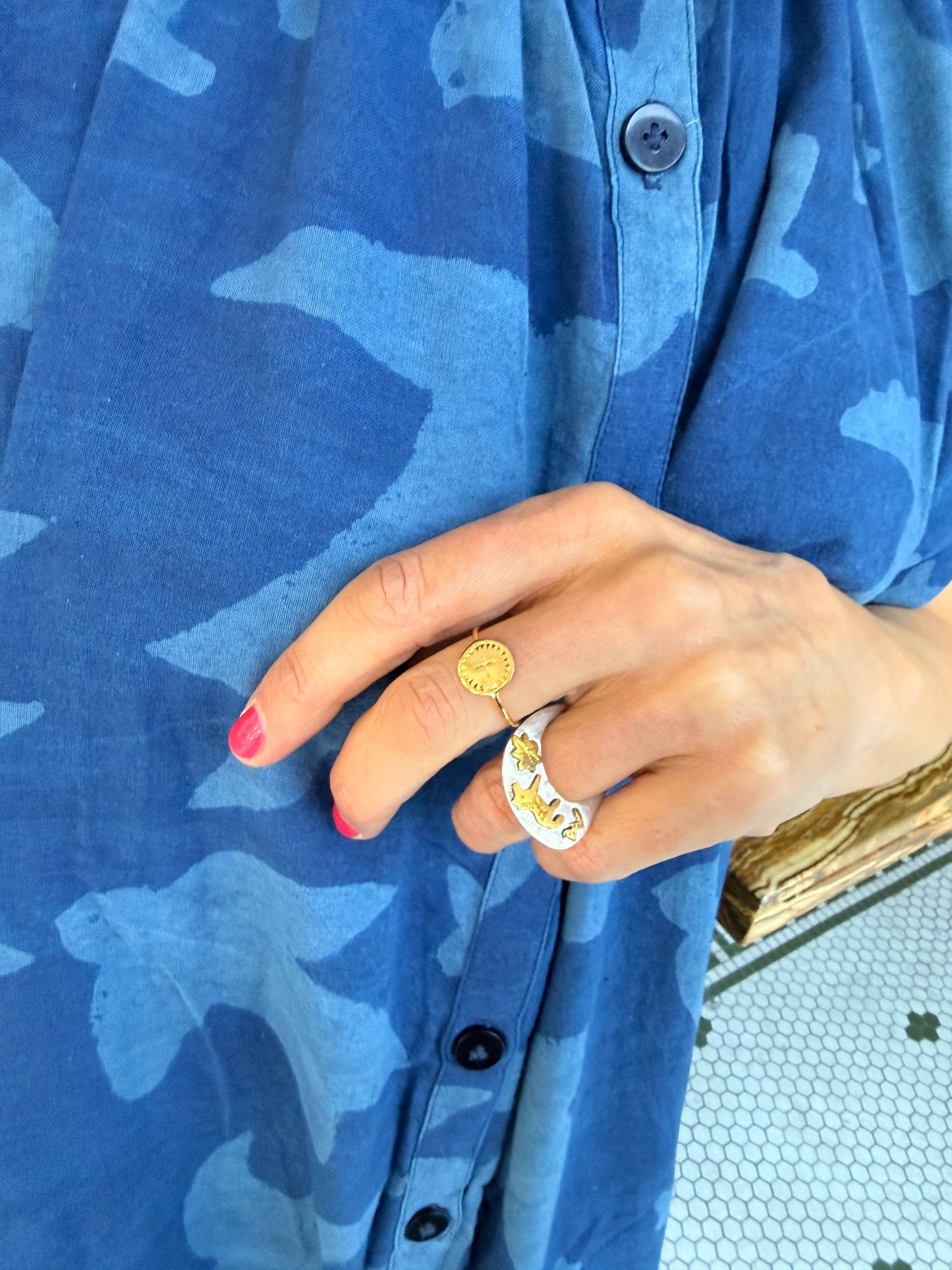 Block Printed Dress | Elise Dress Indigo Print Liberté