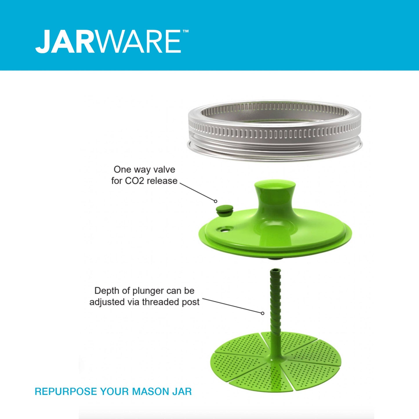 Jarware Nylon Fermentation Lid | Wide Mouth