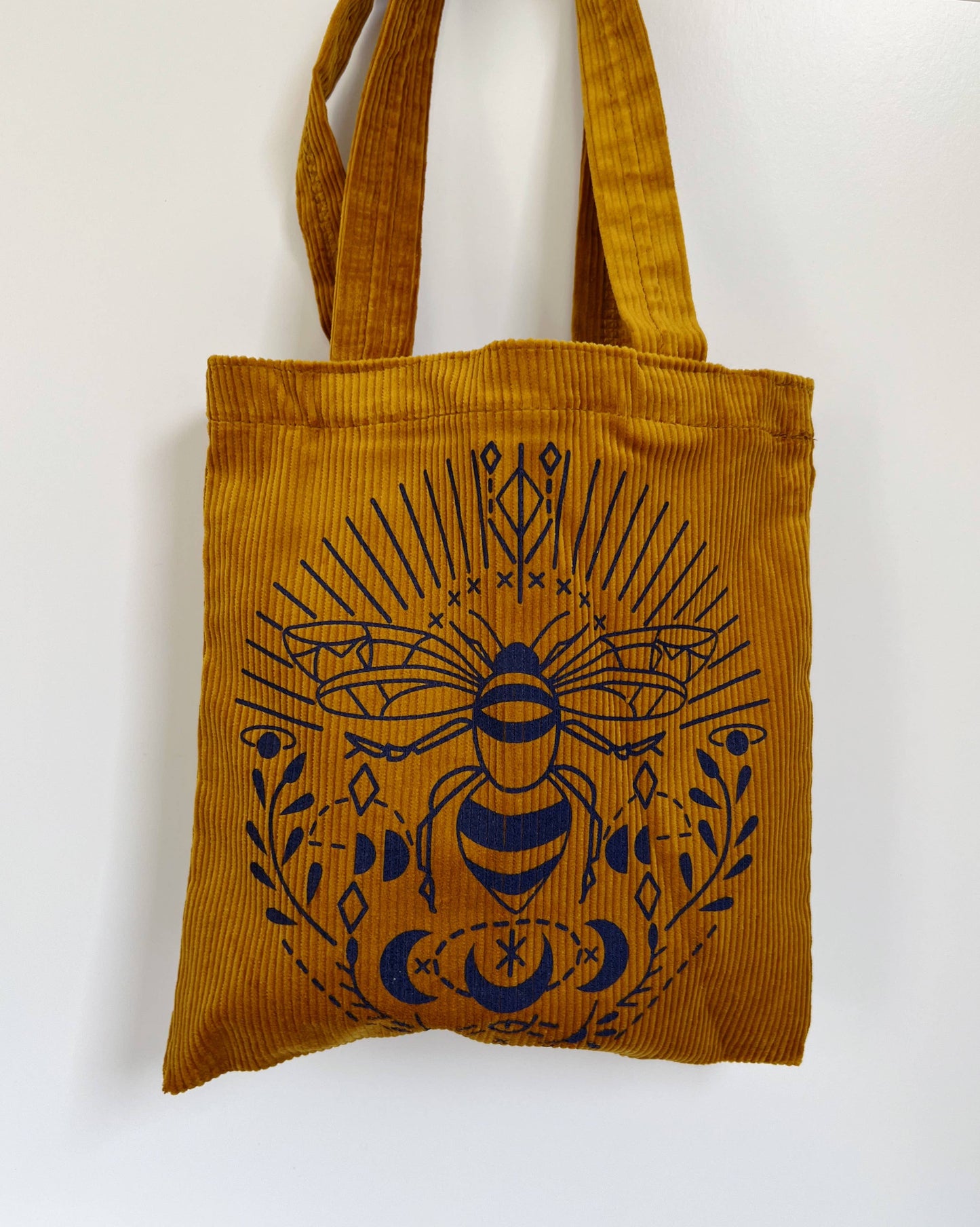 Embroidered Corduroy Tote Bag