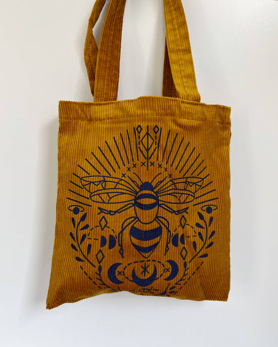 Embroidered Corduroy Tote Bag