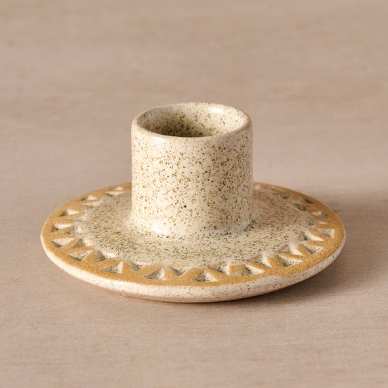 Ten Thousand Villages - Tidal Etched Ceramic Candle Holder