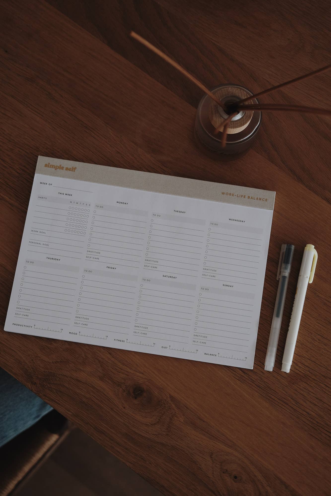 Simple Self - Work-Life Balance Planning Pad: Blush