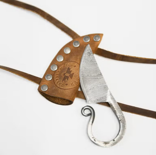 Rust Damascus Blade and Sheath by Thunder Voice Hat Co.