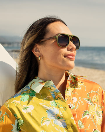 Weston Polarized Sunglasses | Matte Olive Green / Brown Bamboo / Brown Polarized Lens