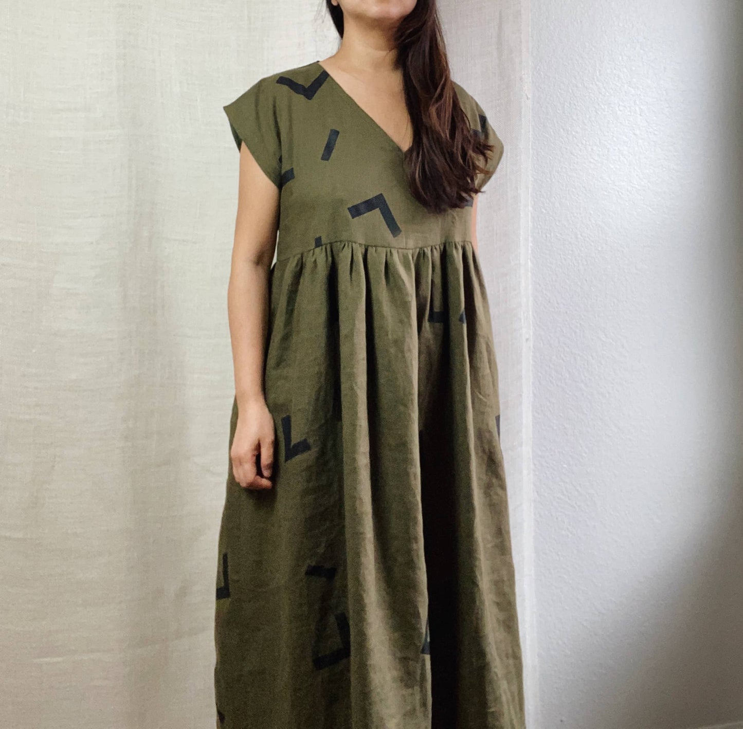 Olive Linen Dress