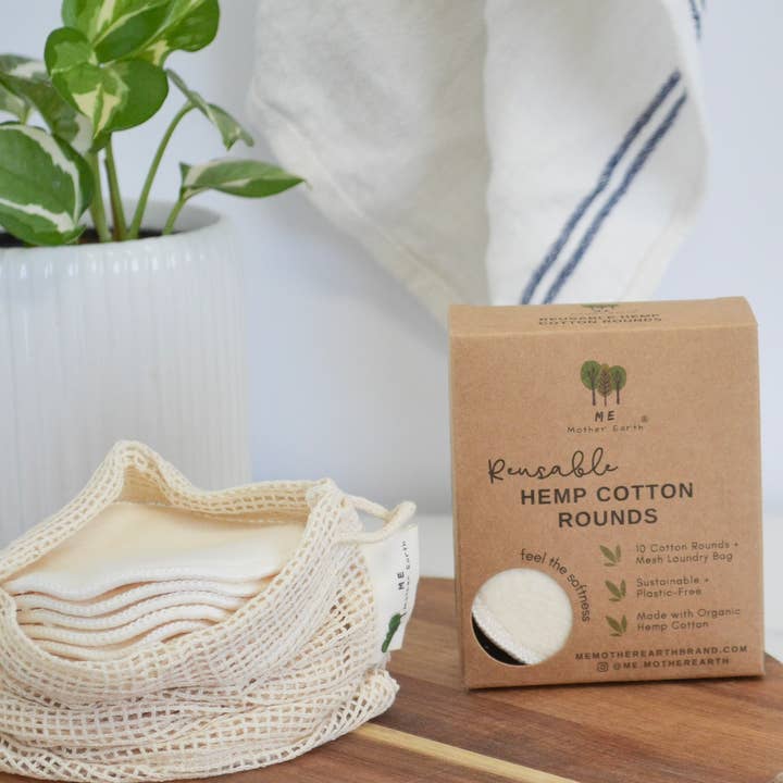 Reusable Hemp Cotton Rounds & Cotton Laundry Bag