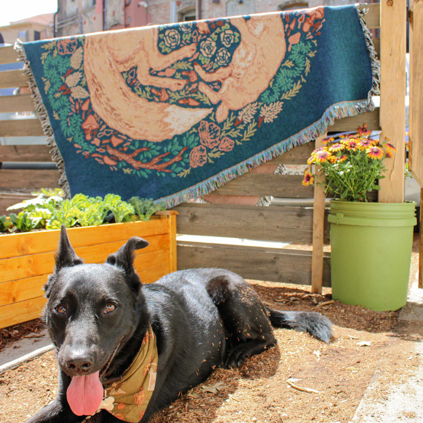 Woven Blanket Tapestry: Fox & Hare