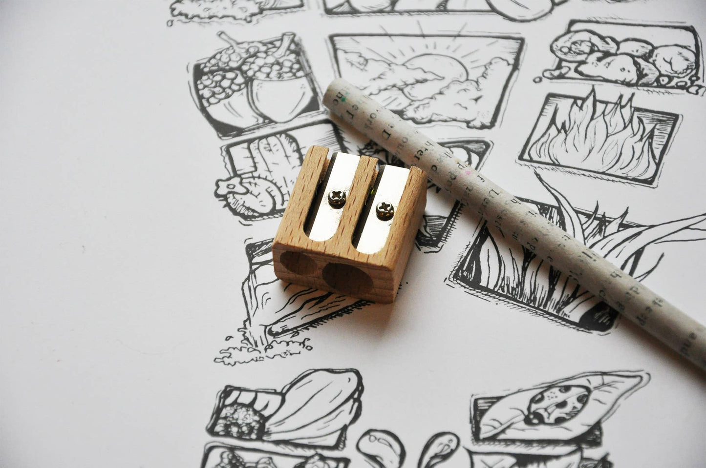 Double Wooden Pencil Sharpener 