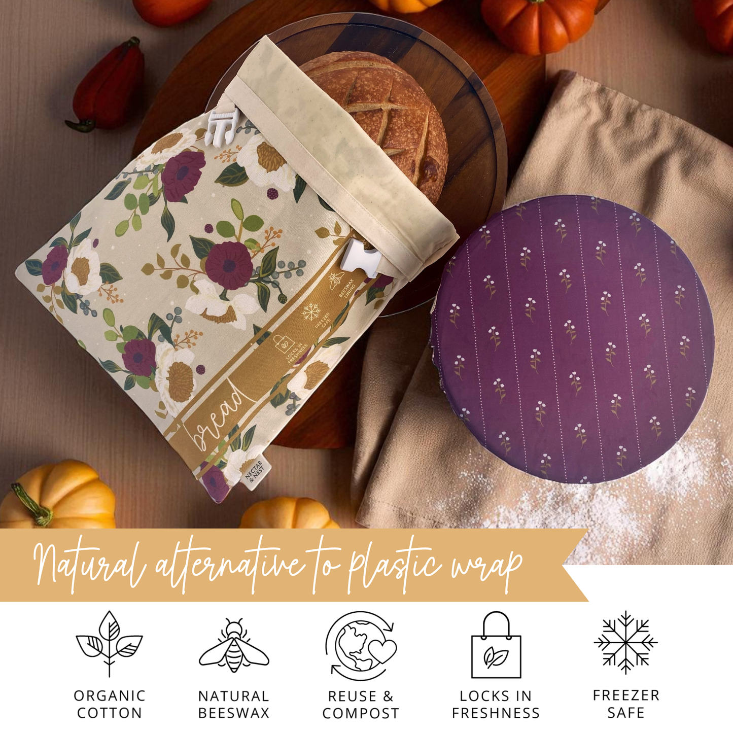 Beeswax Bread Bag + Bowl Cover