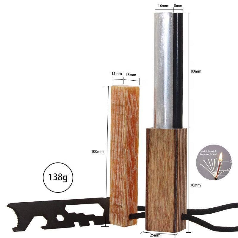 Ferro Rod w/ Waterproof Fire Start Set