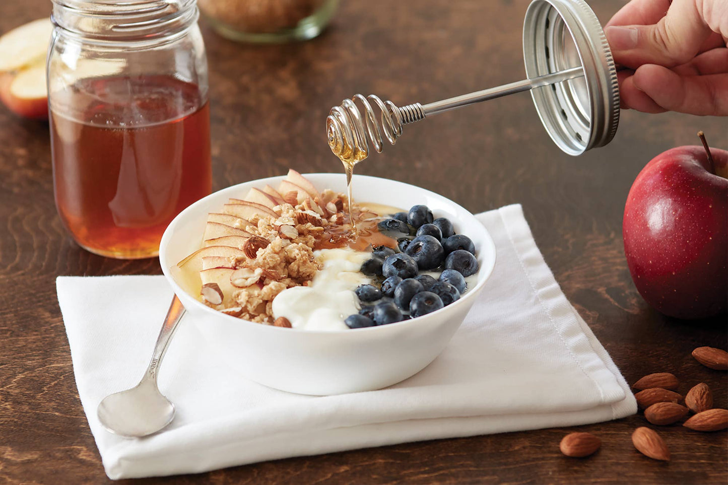 Honey Dipper Lid for Wide Mouth Mason Jar