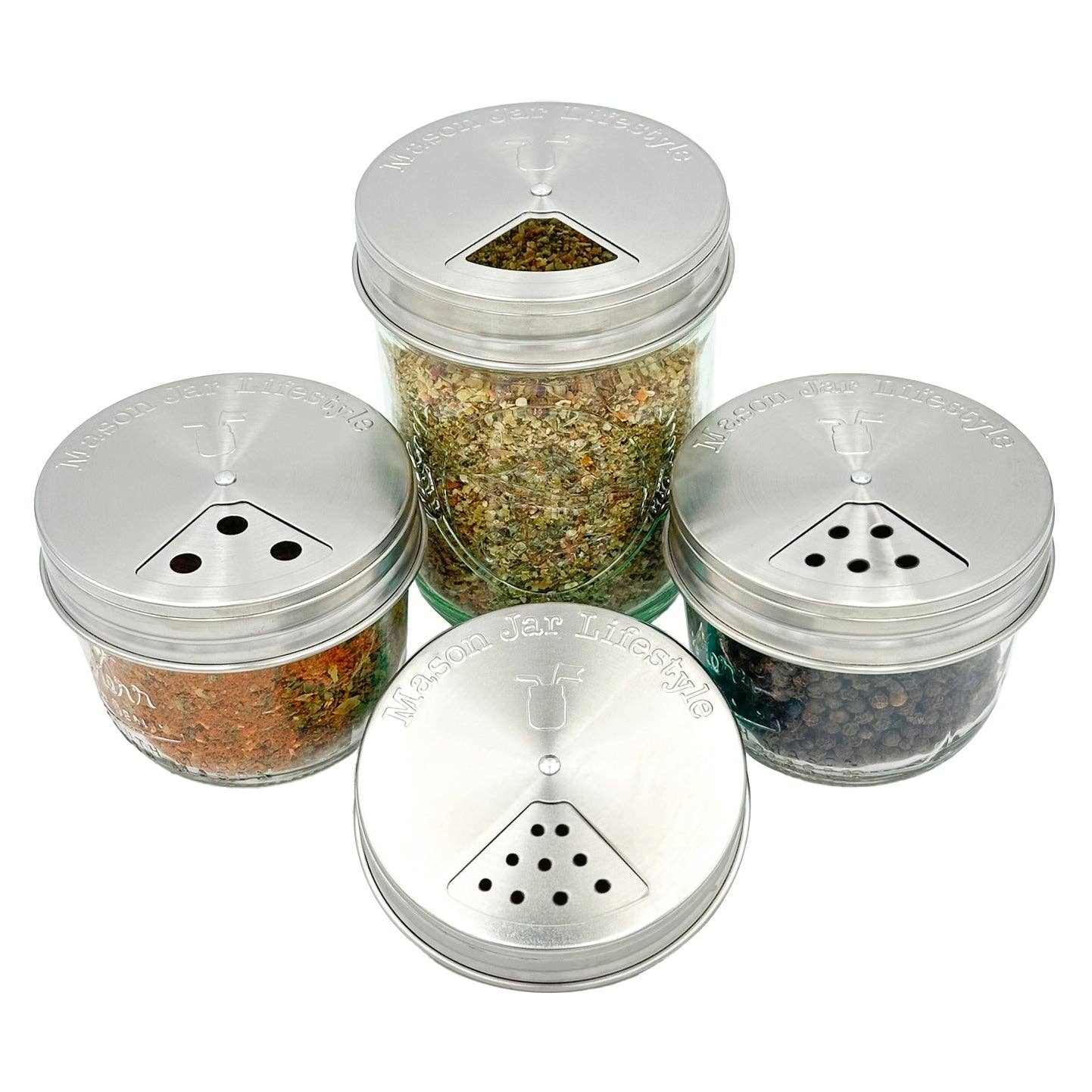 Stainless Steel Spice Lids 4 Pack | Regular Mouth