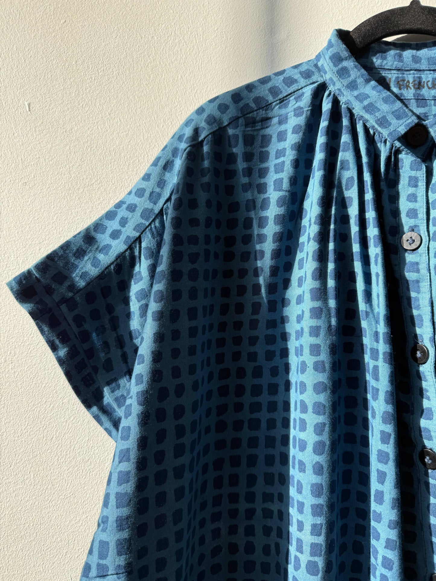 Block Printed Dress | Elise Indigo Check