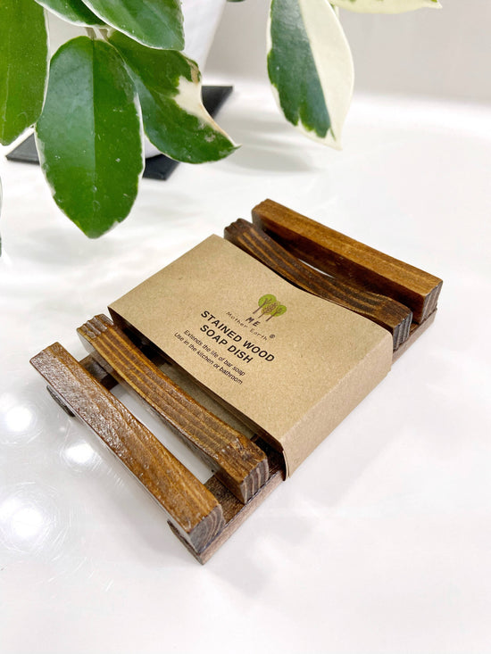 Stained Wood Slatted Soap Dish