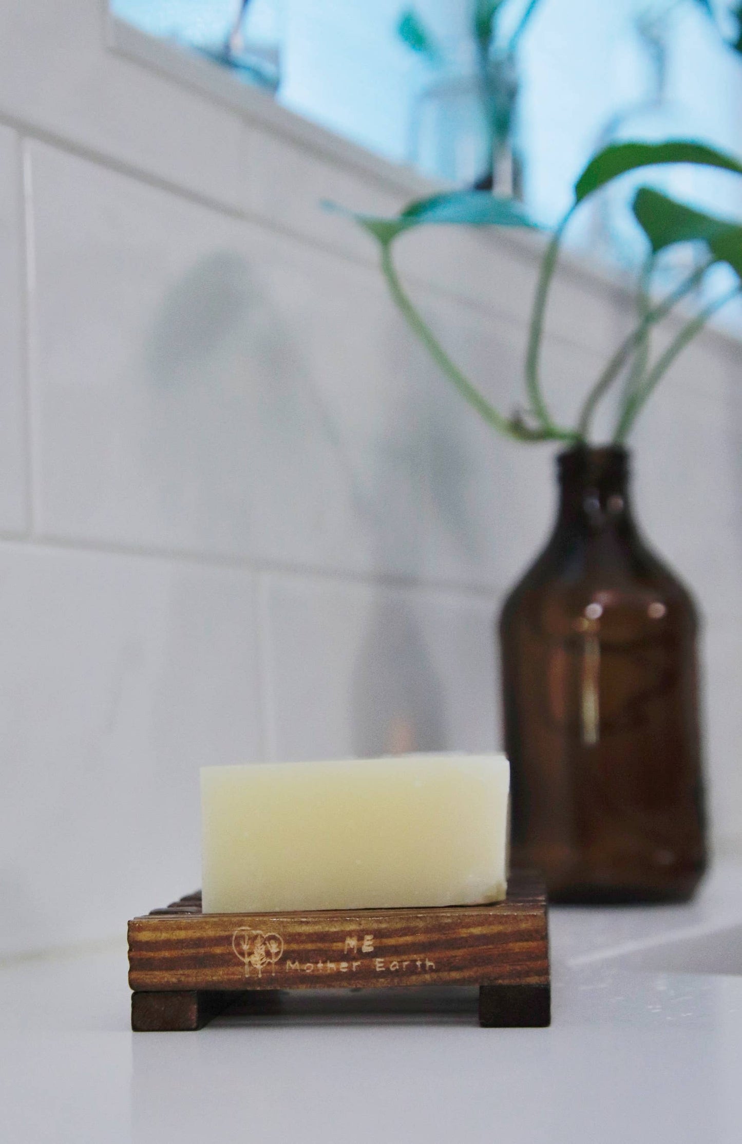 Stained Wood Slatted Soap Dish