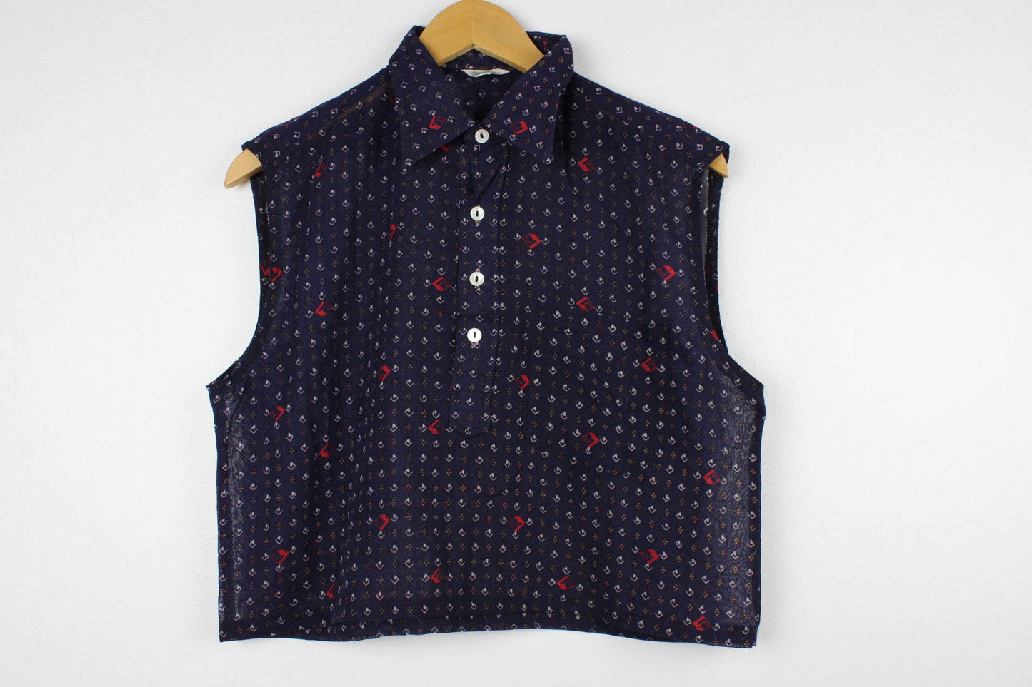 Reworked Vintage Sleeveless Button Up