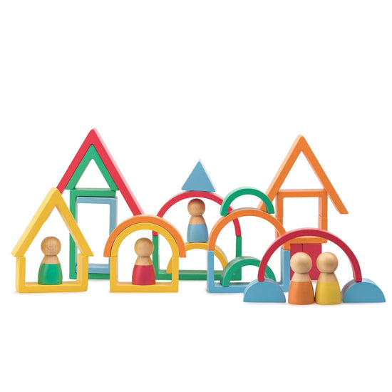 Rainbow Blocks Wooden Playset