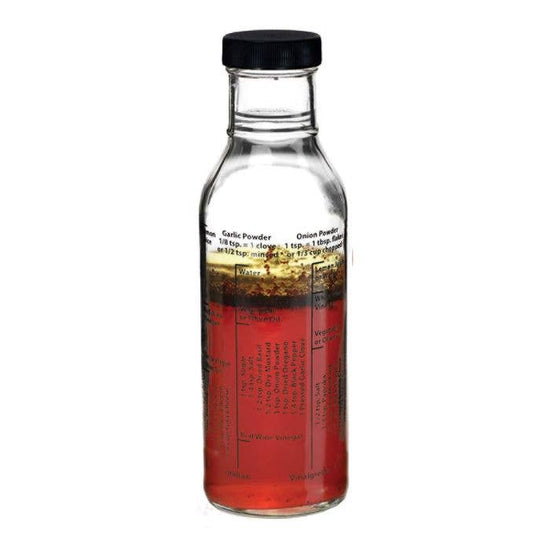 Salad Dressing Mixer with 8 Recipes Printed on Bottle