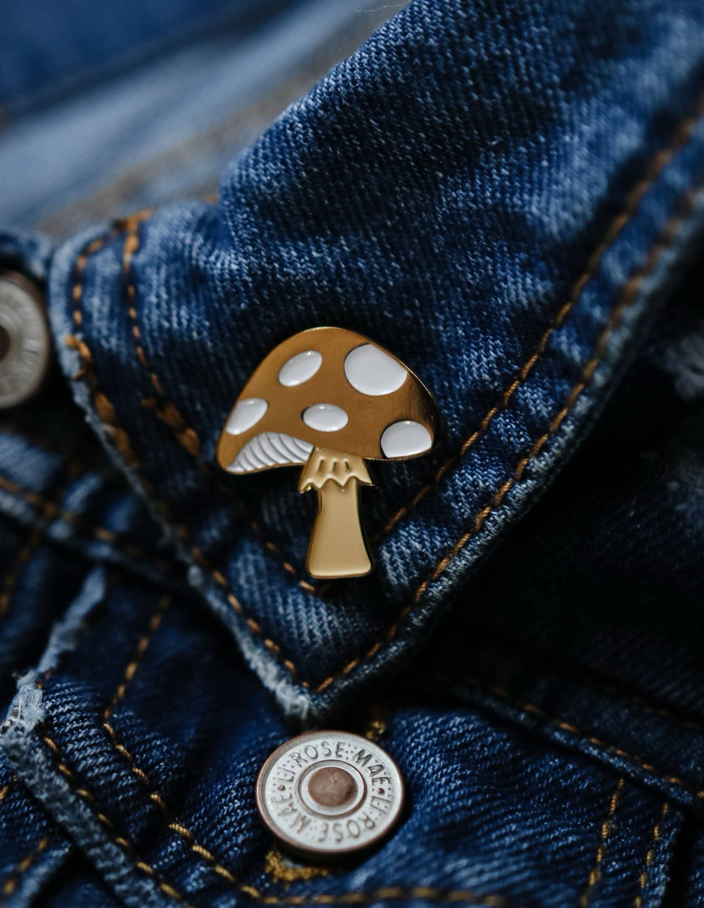 Gold Mushroom Enamel Pin