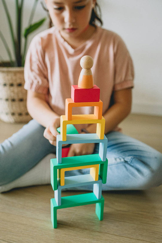Rainbow Blocks Wooden Playset
