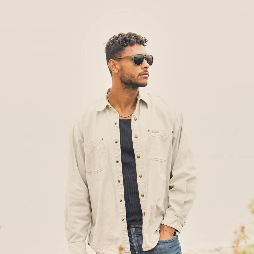 Weston Polarized Sunglasses | Matte Olive Green / Brown Bamboo / Brown Polarized Lens