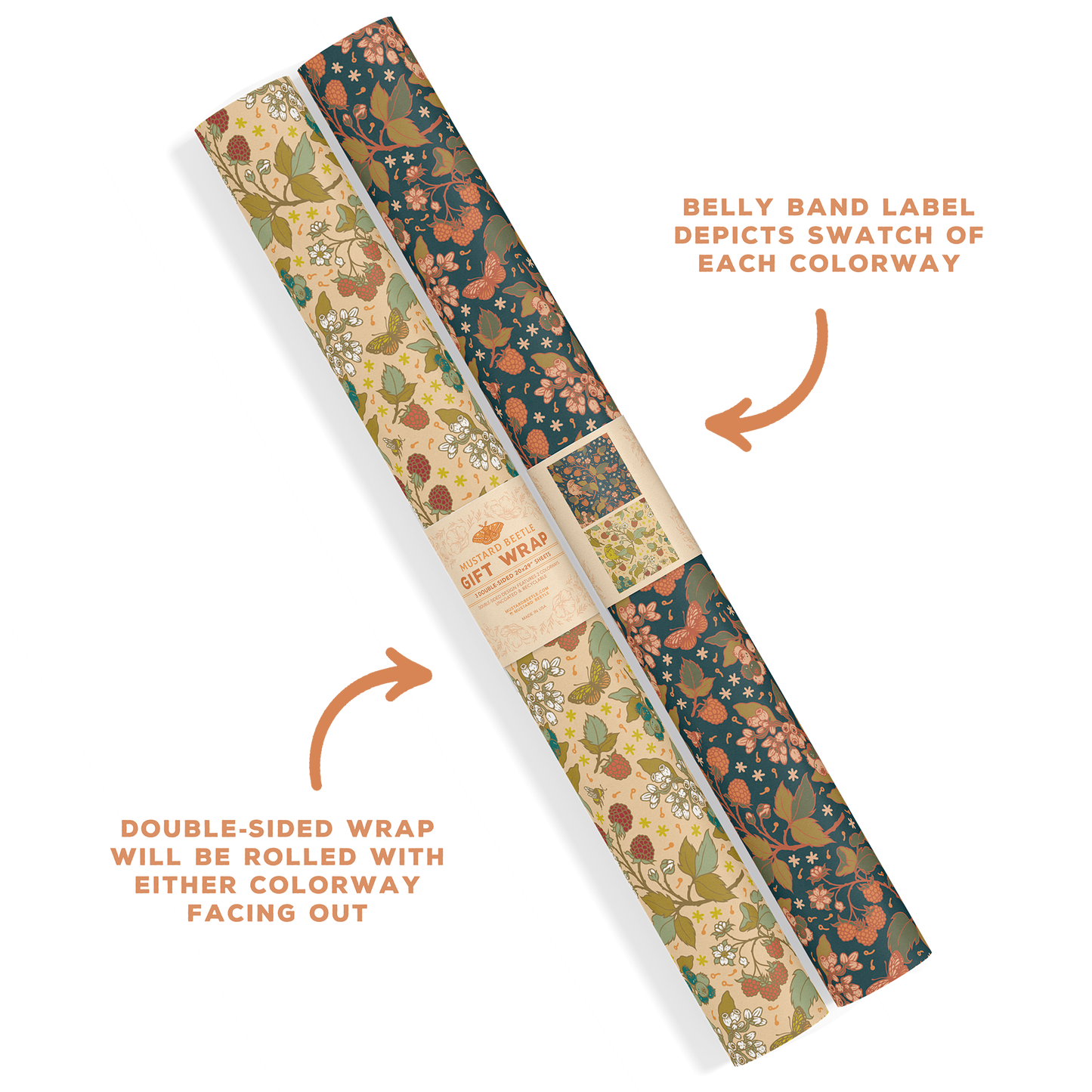 Recyclable Gift Wrap | Berries by Mustard Beetle